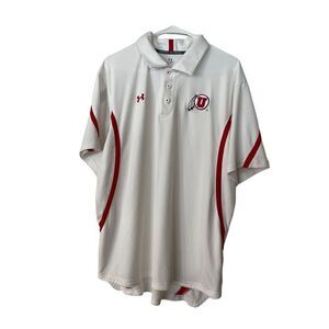 Under Armour Men's White Heatgear Utahutes Short Sleeve Polo Shirt Size Large